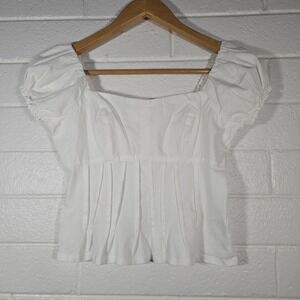 Anthropologie Puff Sleeve Peplum Blouse XS Square Neck Top Milkmaid Angel